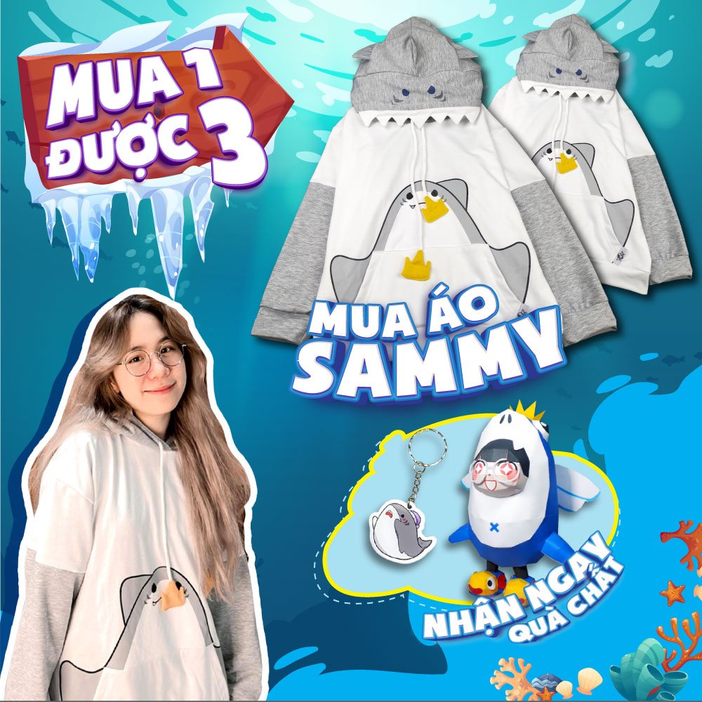 Áo hoodie Sammy nỉ da cá (Tặng kèm móc khóa và mô hình giấy Sammy) - SHOP  HERO TEAM